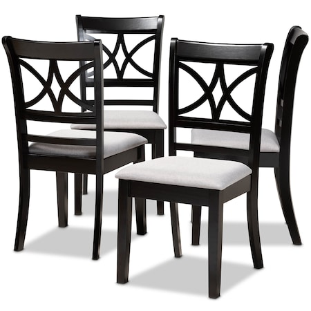 Baxton Studio Clarke Grey Upholstered and Espresso Wood 4-Piece Dining Chair Set 166-10759